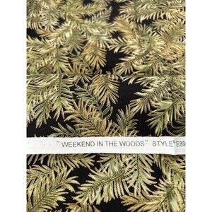 Hoffman Cotton Quilting Fabric Pine Bough Weekend in the Woods 1/2 Yd Gold Trim